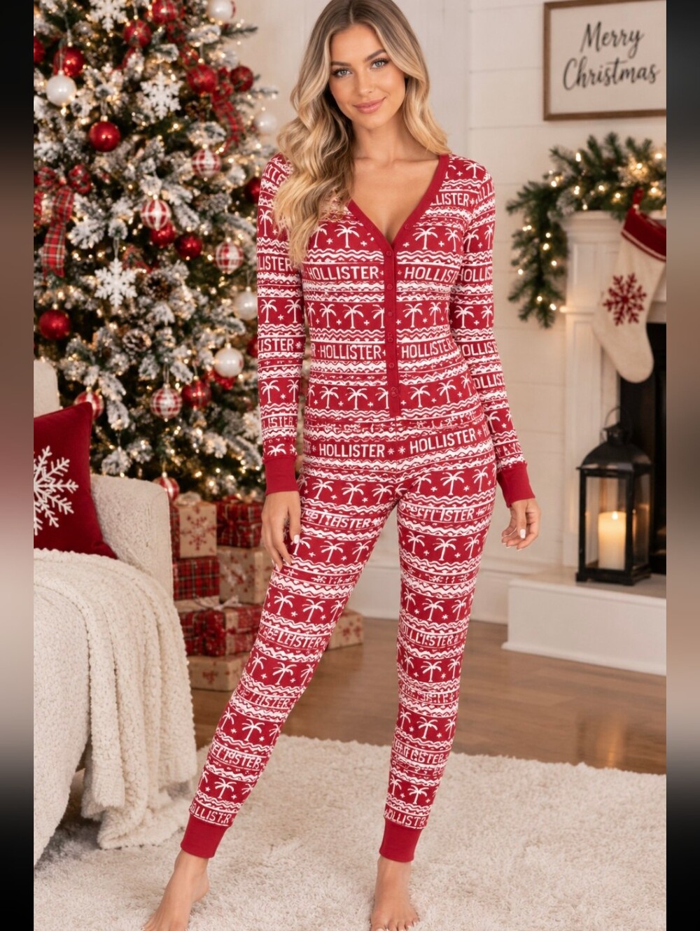 🎅🎄 HOLLISTER WAFFLE SLEEP JUMPSUIT 🎄🎅